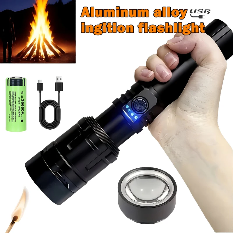 Outdoor Adventurer - ไฟฉายที่ทรงพลังเป็นพิเศษ ไฟฉายจุดระเบิดแบบเข้มข้น กันน้ำ โคมไฟยุทธวิธีทางทหาร ไฟฉายผจญภัยสำหรับตั้งแคมป์กลางแจ้ง