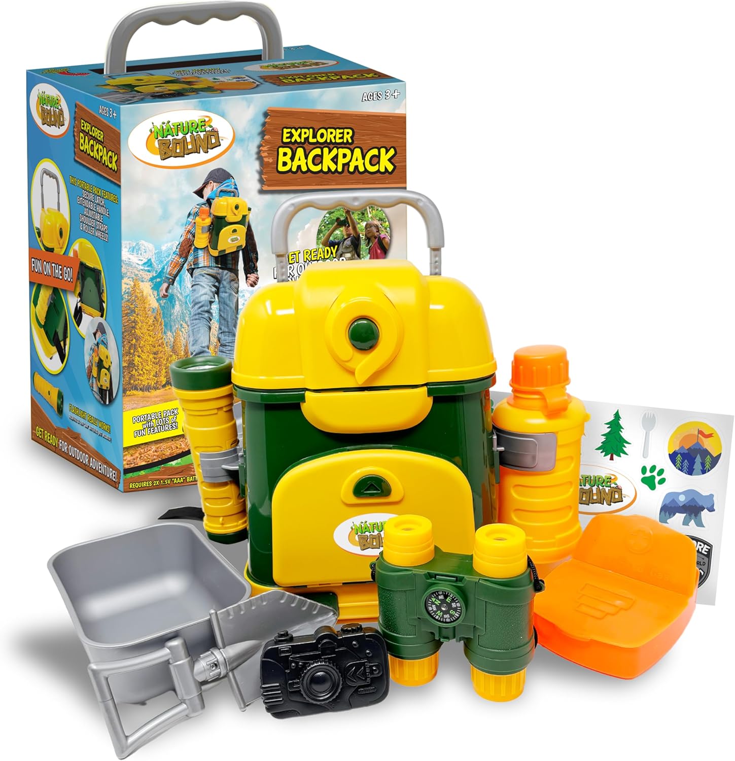 Outdoor Adventure For Toddlers - ชุดกระเป๋าเป้สำรวจธรรมชาติ 9 ชิ้น สำหรับเด็กเล็กและเด็กโต | ชุดของเล่นผจญภัยกลางแจ้งสุดมันส์พร้อมอุปกรณ์ซาฟารี: