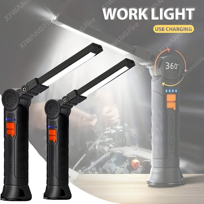 Outdoor Adventurer - ไฟฉาย LED แบบชาร์จไฟได้พร้อมแม่เหล็กและตะขอ, กันน้ำสำหรับงานรักษาความปลอดภัยในสถานที่ทำงาน ทำงานกลางคืน ตั้งแคมป์กลางแจ้ง