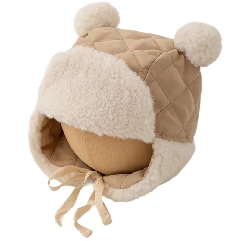 Outdoor Adventure For Toddlers - D0JC หมวกกันลมสำหรับเด็กวัยหัดเดิน หมวกผ้ากำมะหยี่ Pom Pom ออกแบบมาสำหรับการผจญภัยกลางแจ้ง