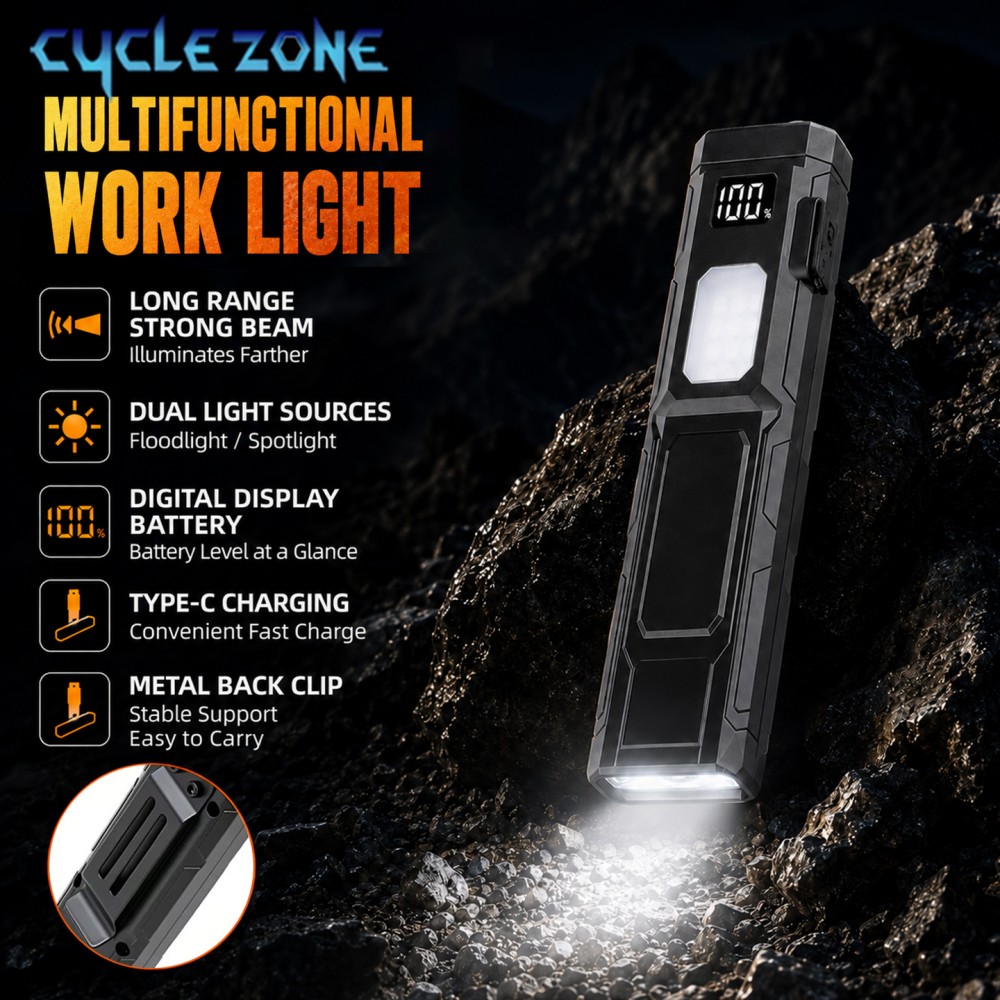 Outdoor Adventure Zone - ไฟฉาย LED แบบพกพา ชาร์จผ่านพอร์ต Type-C พร้อมหน้าจอแสดงผลดิจิตอล